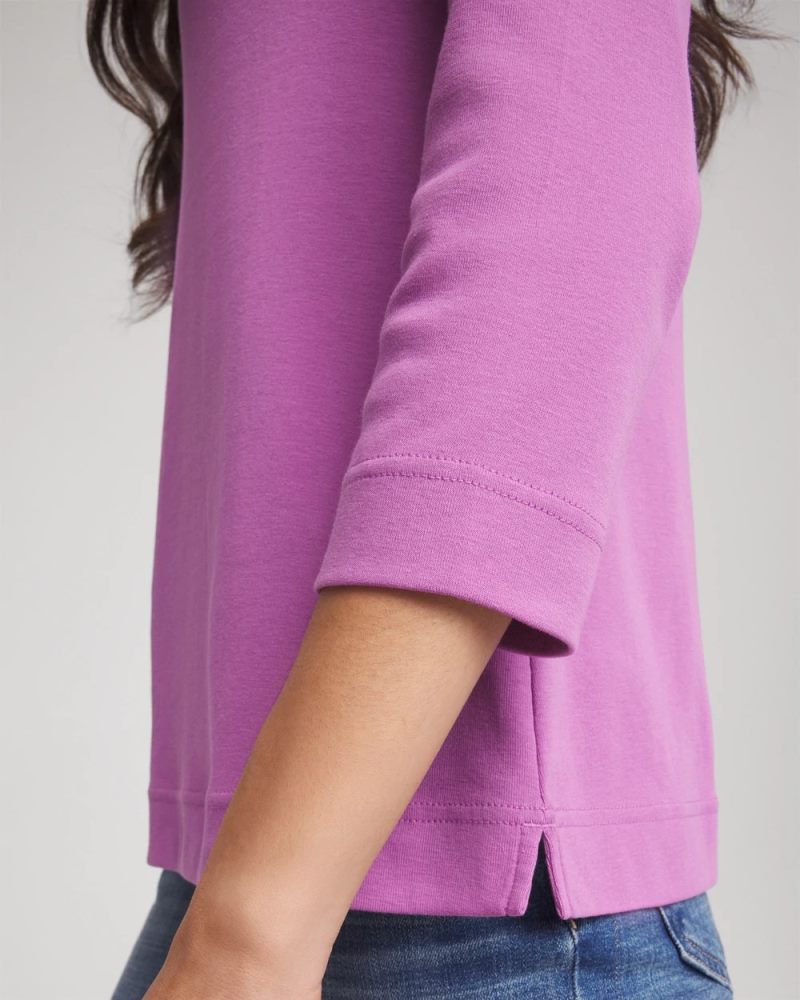 Chicos Pima Cotton 3/4 Sleeve Tee - GOOSEBERRY