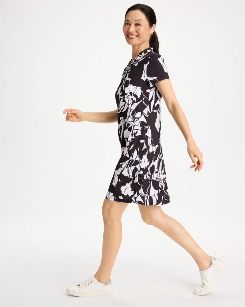 Chicos Zenergy® UPF Floral Nights Bungee Dress - BLACK