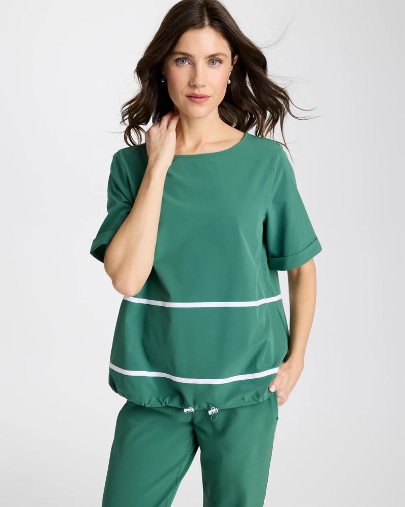 Chicos Zenergy® UPF Contrast Bungee Top - WATER LILY GREEN