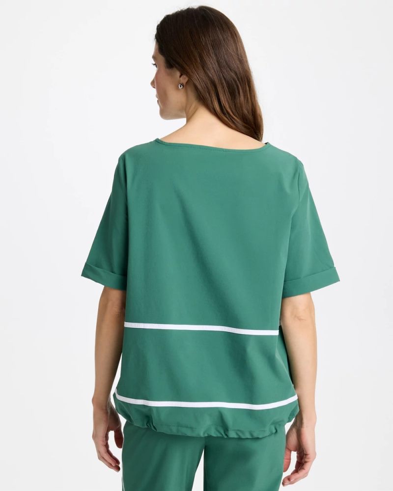 Chicos Zenergy® UPF Contrast Bungee Top - WATER LILY GREEN