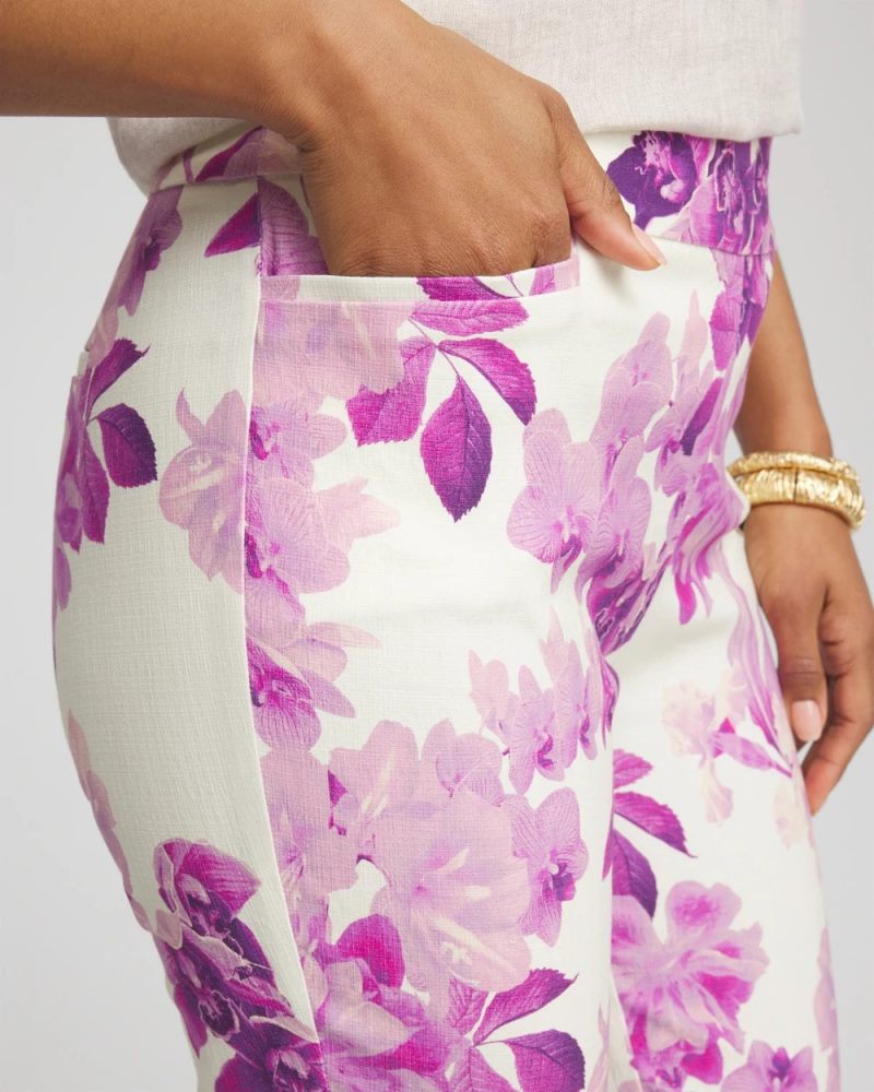 Chicos Brigitte™ Floral Pull-On Slim Cropped Pants - PLUM SHADE