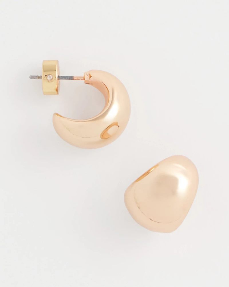 Chicos Rose Gold Huggie Hoop Earrings - MIXED METALS
