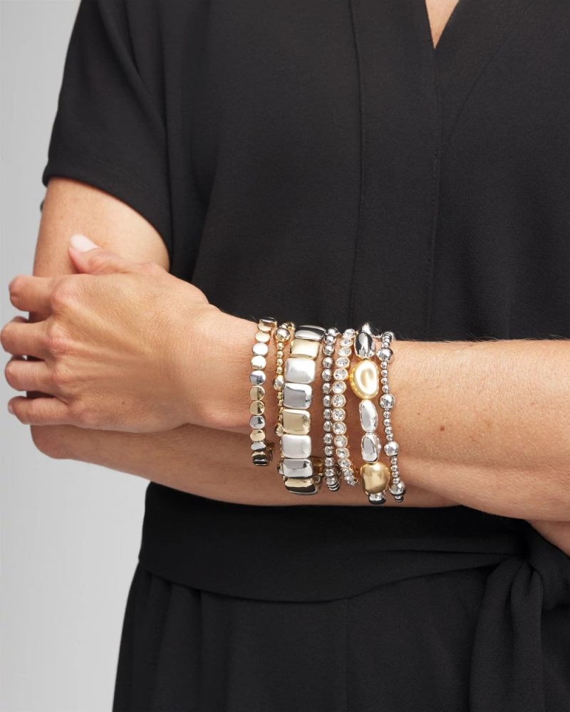 Chicos Silver & Gold Tone Round Stretch Bracelet - MIXED METALS