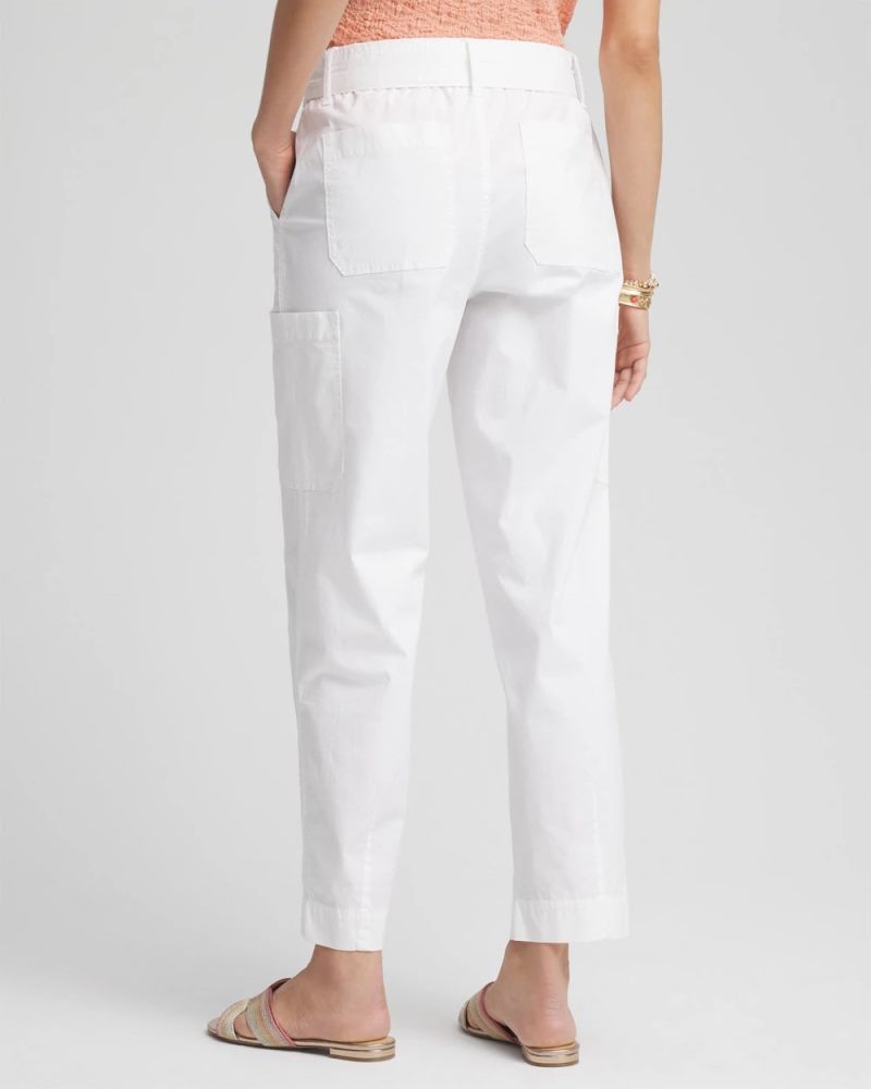 Chicos Poplin Pull-On Tapered-Leg Cropped Pants - ALABASTER