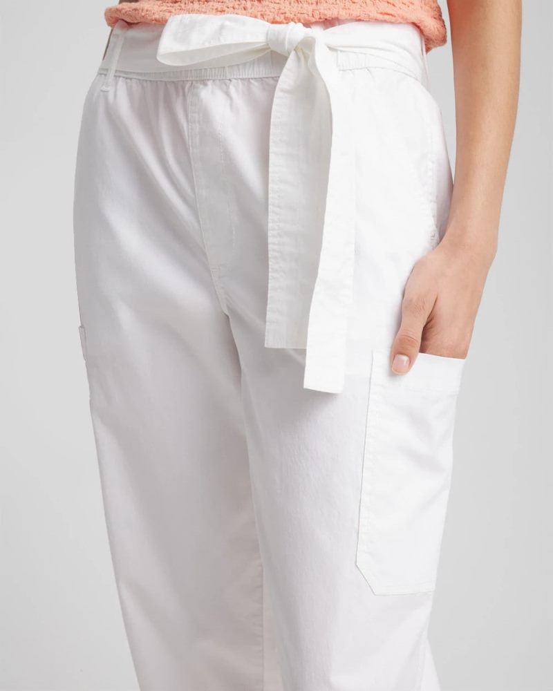 Chicos Poplin Pull-On Tapered-Leg Cropped Pants - ALABASTER