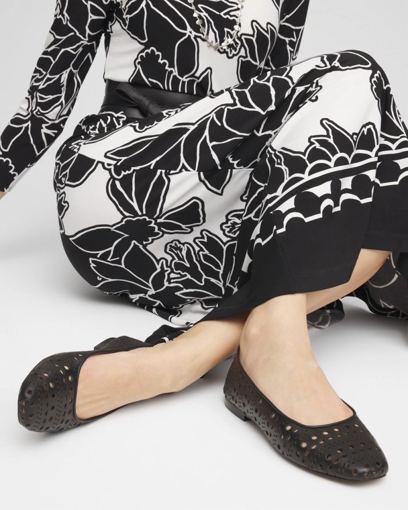 Chicos Cutout Ballet Flats - BLACK
