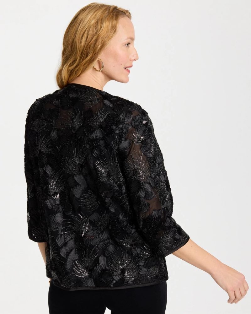 Chicos Travelers™ Collection Sequin Mesh Soutache Jacket - BLACK