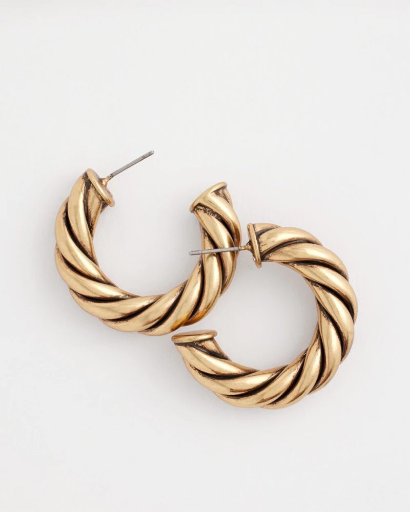 Chicos French Hook Drop Hoop Earrings - GOLD