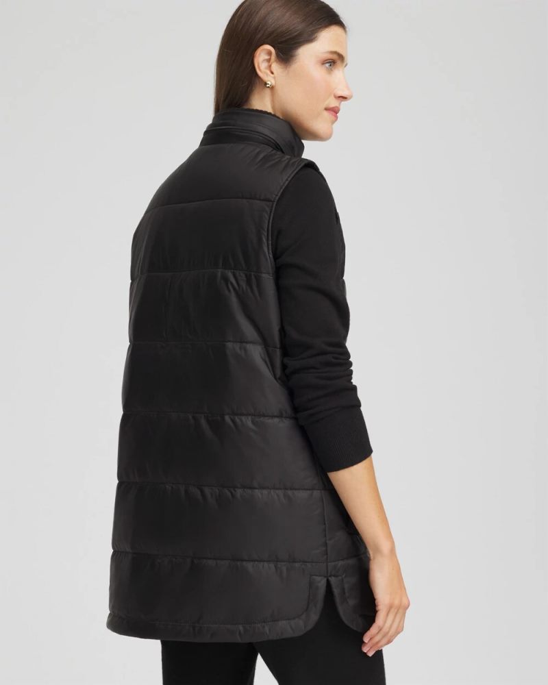 Chicos Zenergy® Quilted Hooded Vest - BLACK