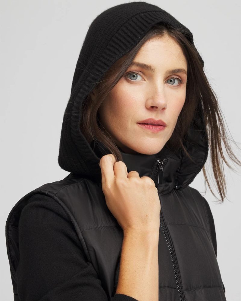 Chicos Zenergy® Quilted Hooded Vest - BLACK