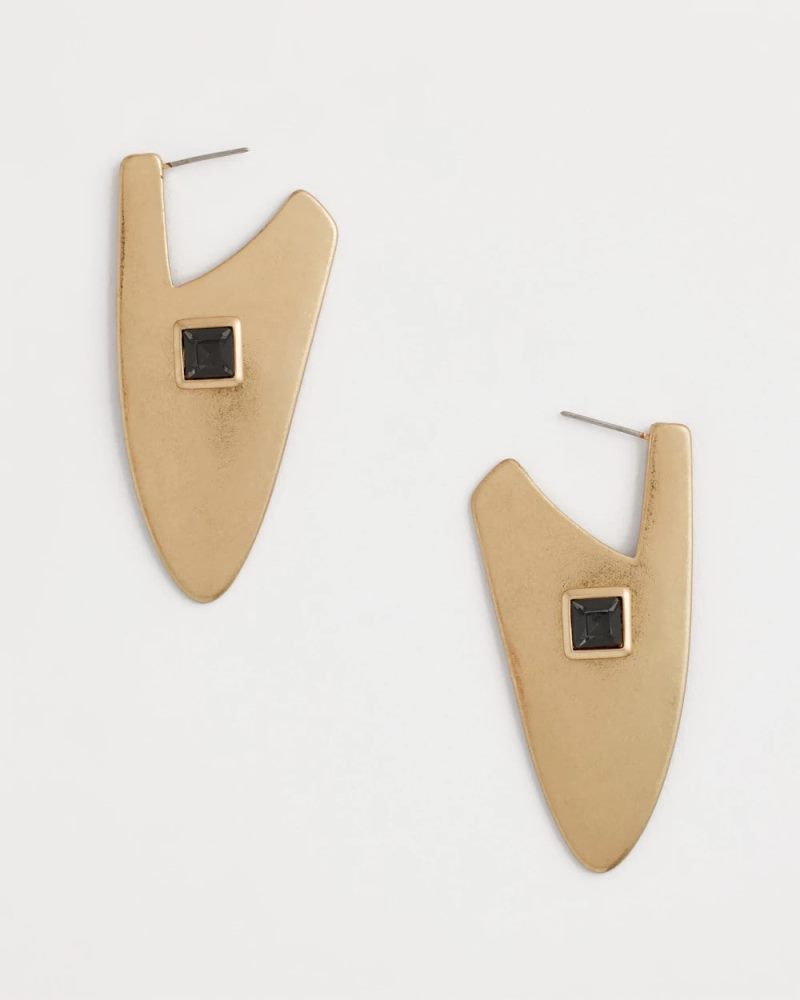Chicos Gold Triangle Linear Earrings - GOLD