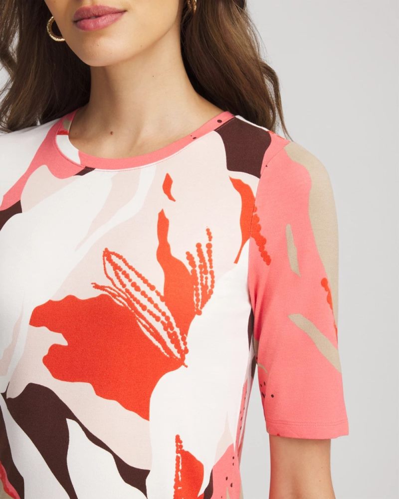 Chicos Touch of Cool™ Elbow-Sleeve Perfect Tee - SIESTA ROSE