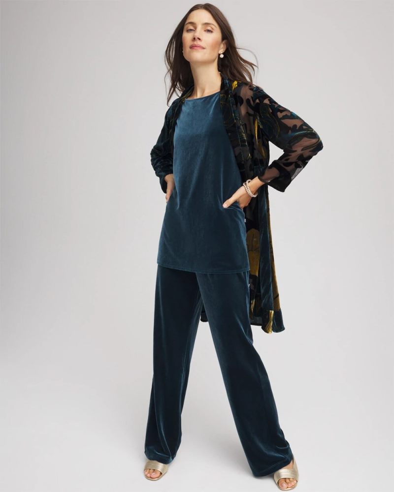 Chicos Travelers™ Collection Floral Burnout Kimono Jacket - TEAL SHADOW