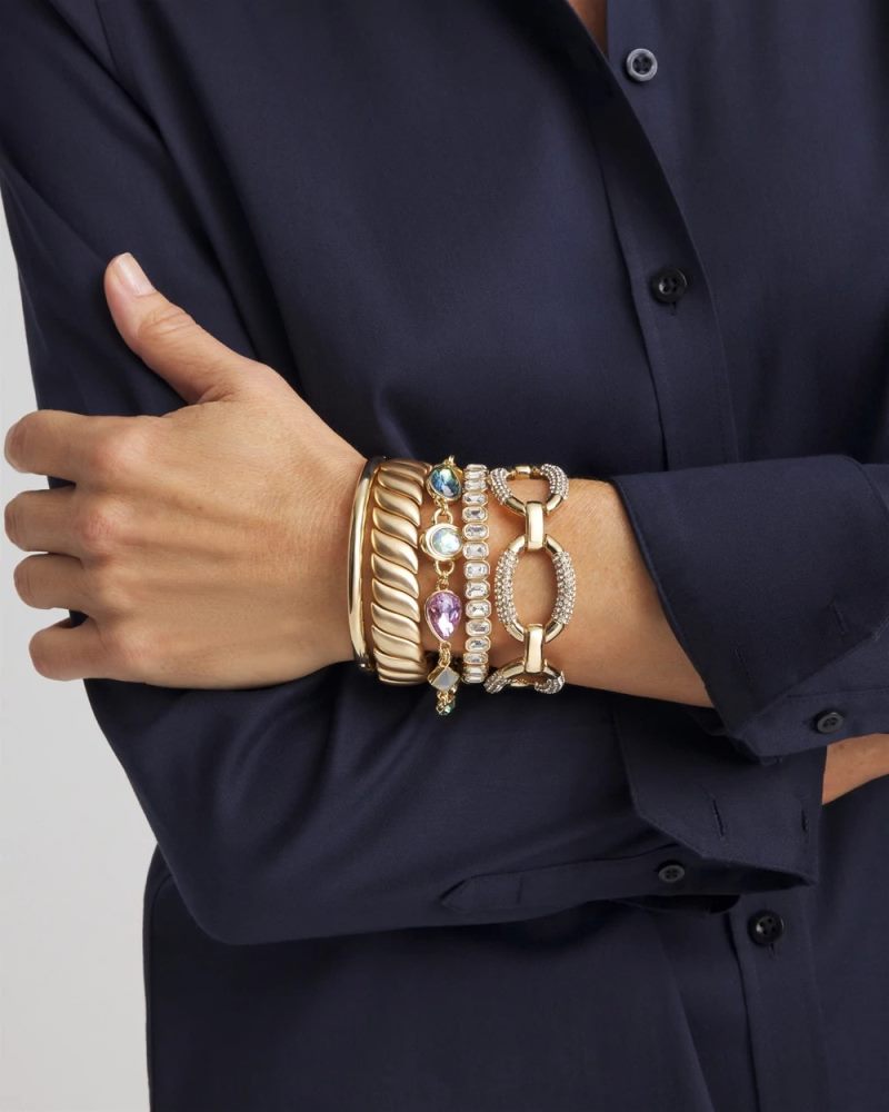 Chicos Large Pave Link Toggle Bracelet - GOLD