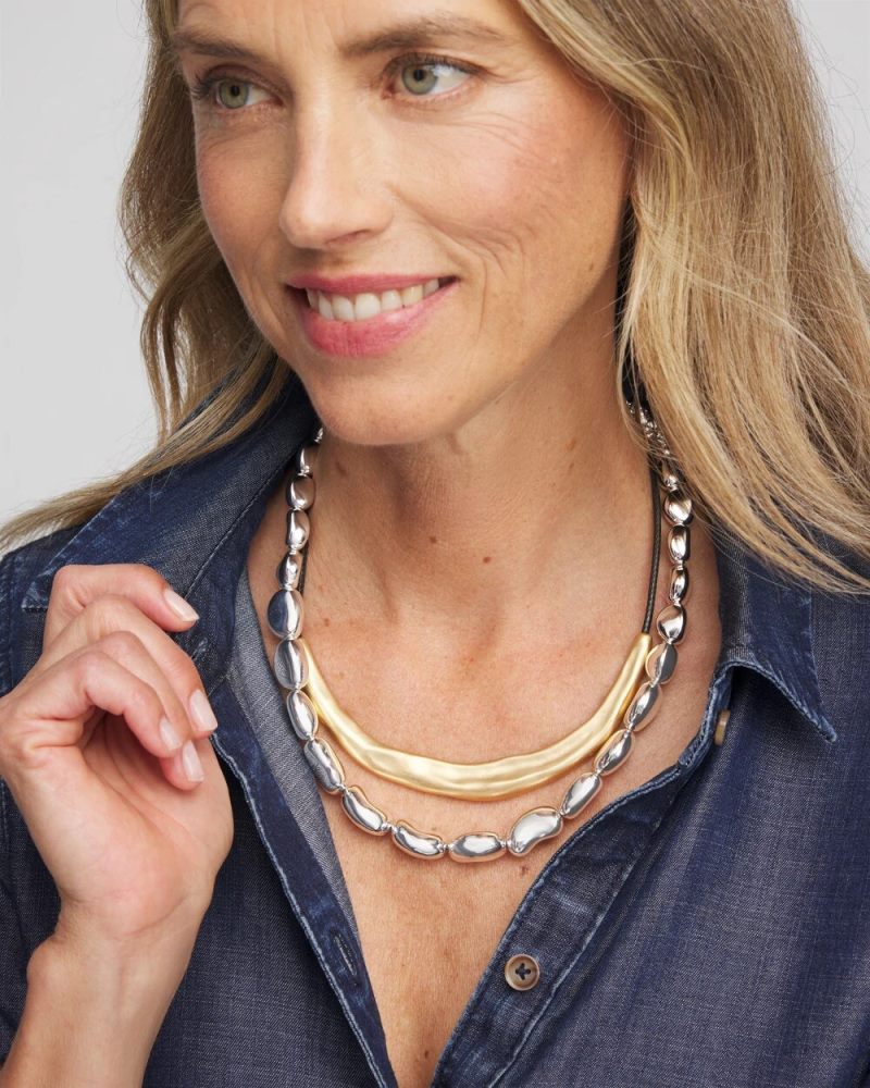 Chicos Mixed-Metal Collar Necklace - MIXED METALS