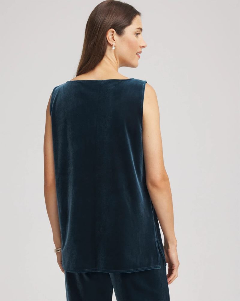 Chicos Travelers™ Velvet Side-Slit Tank - TEAL SHADOW
