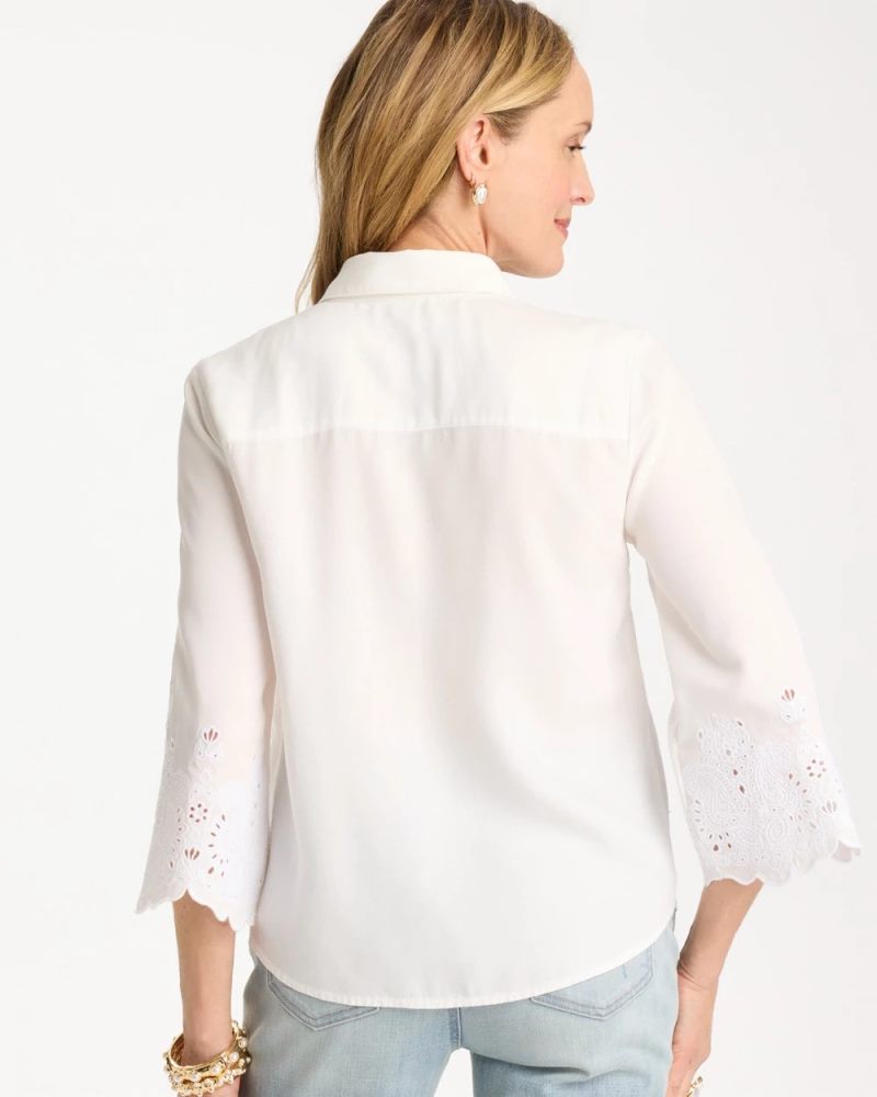 Chicos Tencel™ Denim Eyelet Shirt - ALABASTER