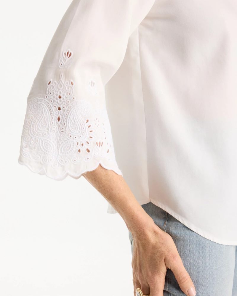 Chicos Tencel™ Denim Eyelet Shirt - ALABASTER