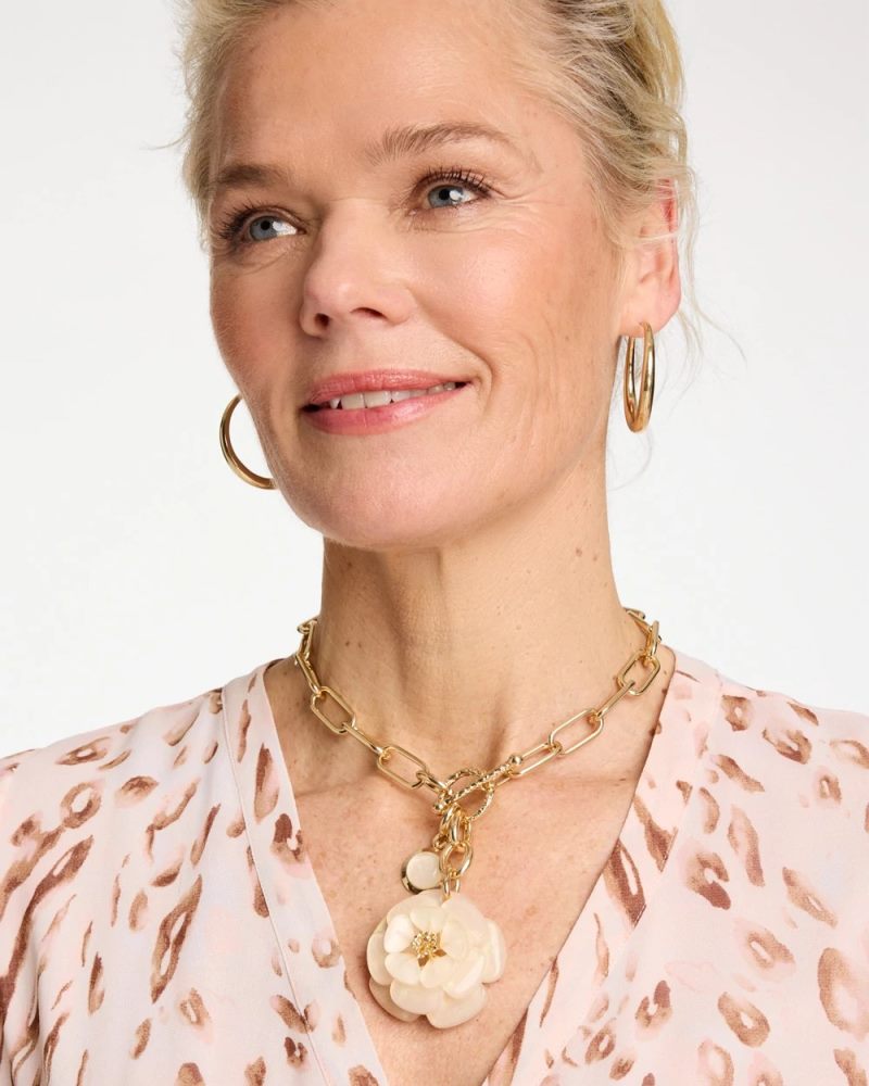 Chicos Neutral Flower Pendant Necklace - NEUTRAL