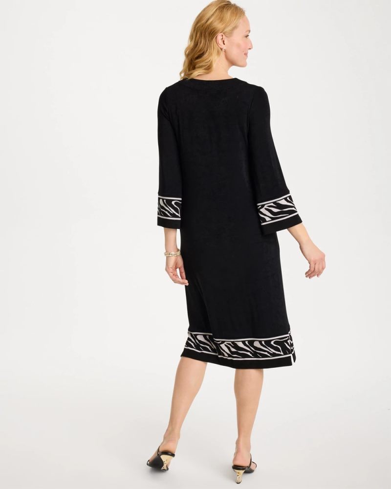 Chicos Travelers™ Zebra Trim Kurta Dress - TRAVELERS BLACK