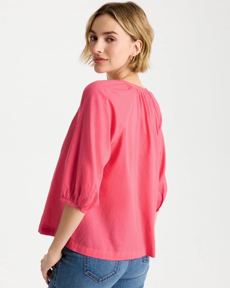 Chicos Cotton Voile Blouse - CALYPSO CORAL