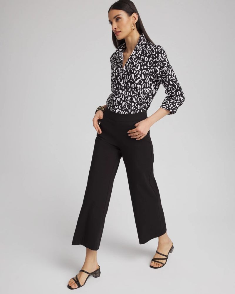 Chicos Brigitte™ Pull-On Wide Leg Cropped Pants - BLACK