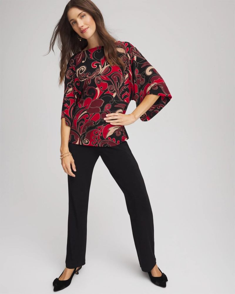 Chicos Travelers™ Kimono Sleeve Party Top - RED ALLURE