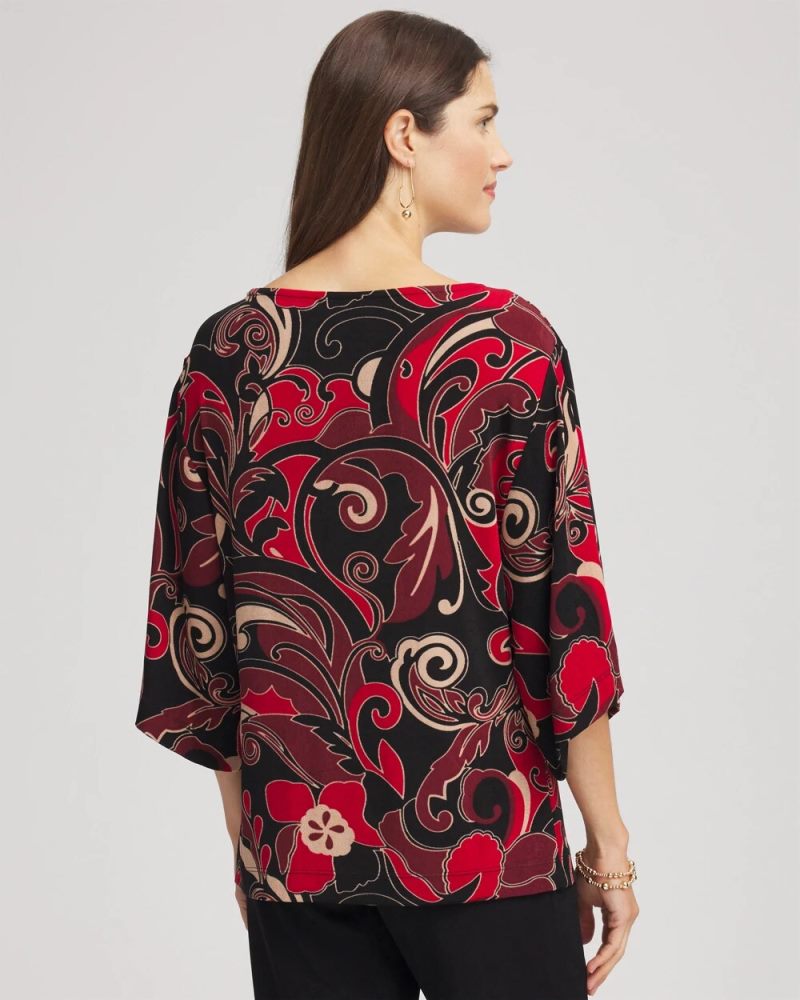 Chicos Travelers™ Kimono Sleeve Party Top - RED ALLURE