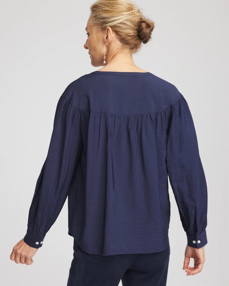 Chicos Woven Relaxed-Fit Shirt - PASSPORT BLUE