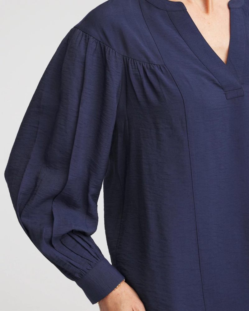 Chicos Woven Relaxed-Fit Shirt - PASSPORT BLUE