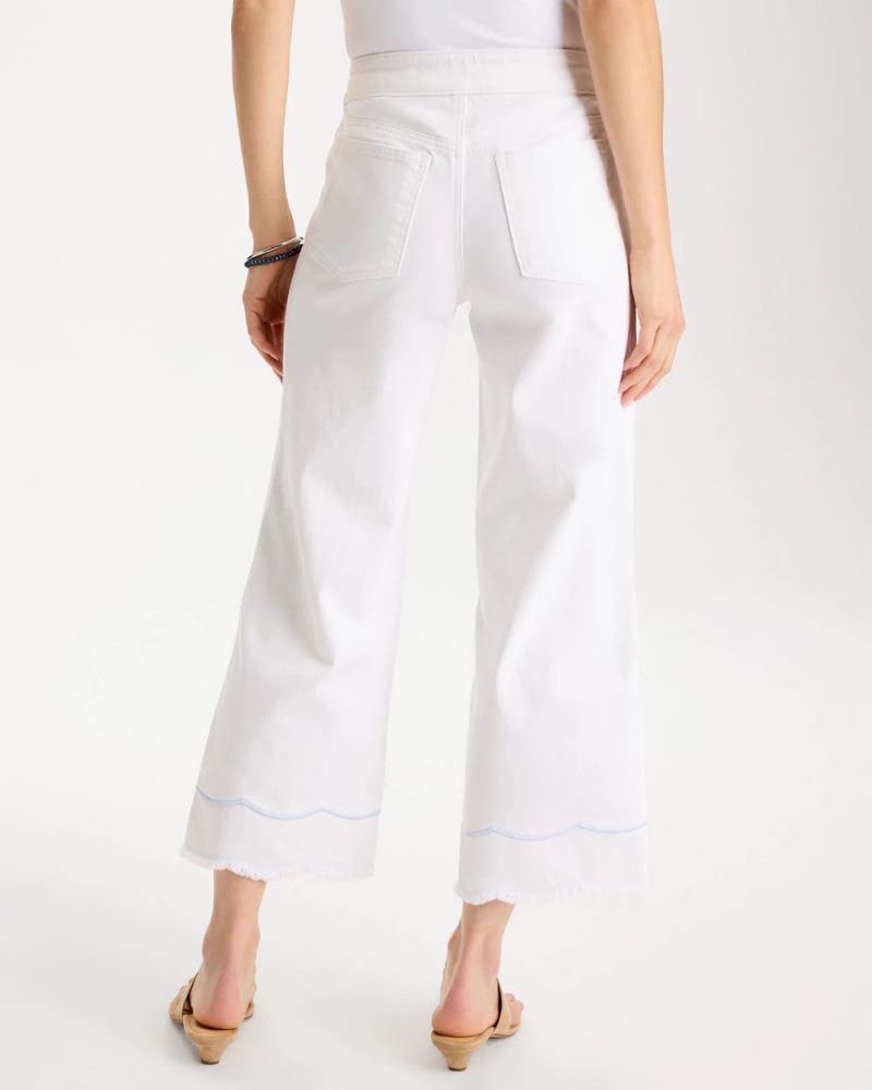 Chicos Pull-On Wide-Leg White Crop Jeans - ALABASTER