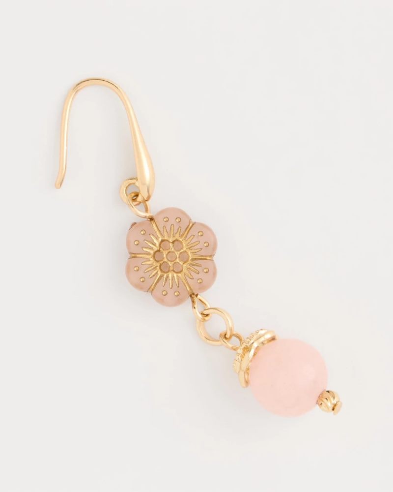 Chicos Flower Beaded Drop Earrings - ORCHID