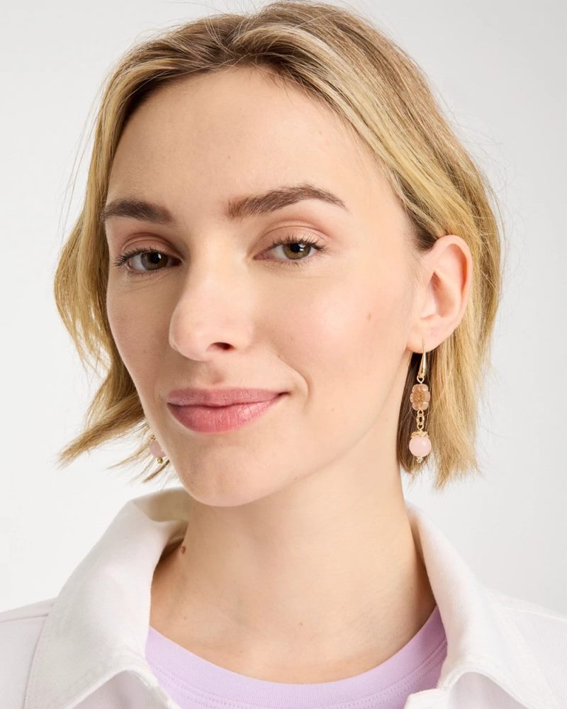 Chicos Flower Beaded Drop Earrings - ORCHID