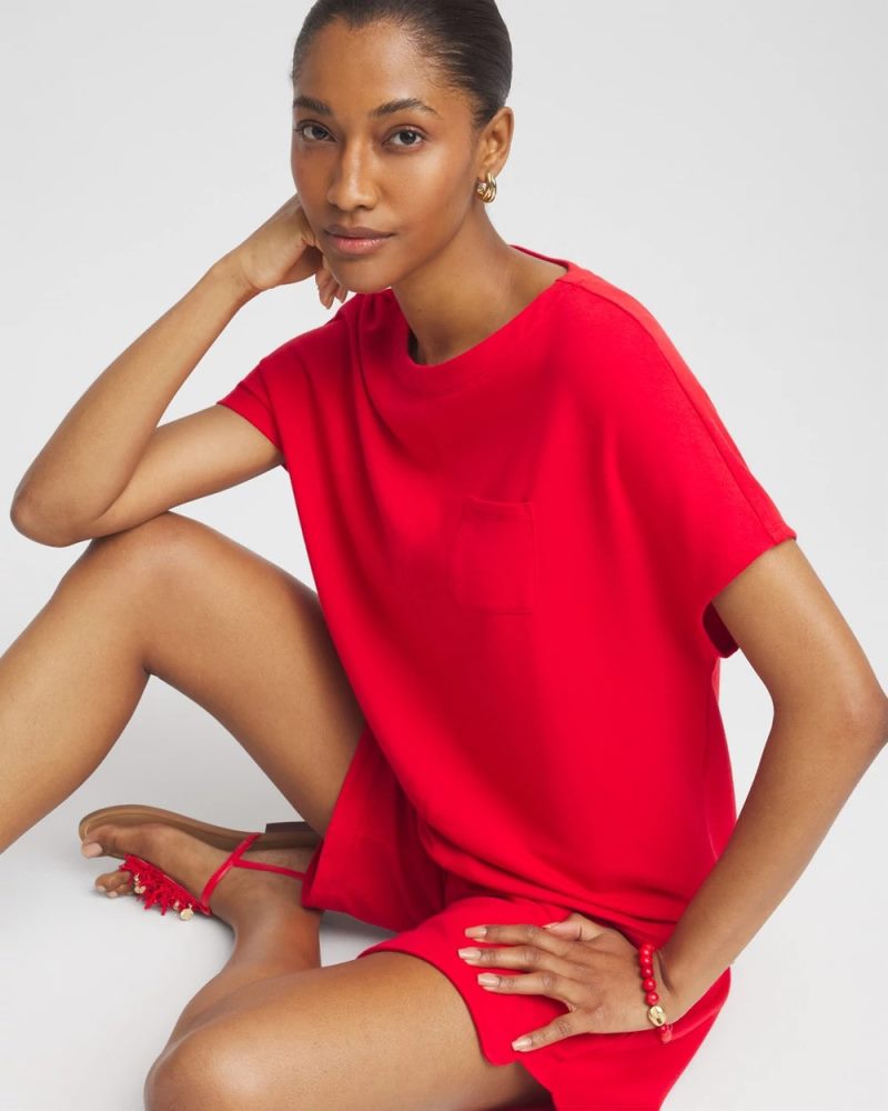 Chicos Zenergy® French Terry Pocket Shirt - RED GLOW