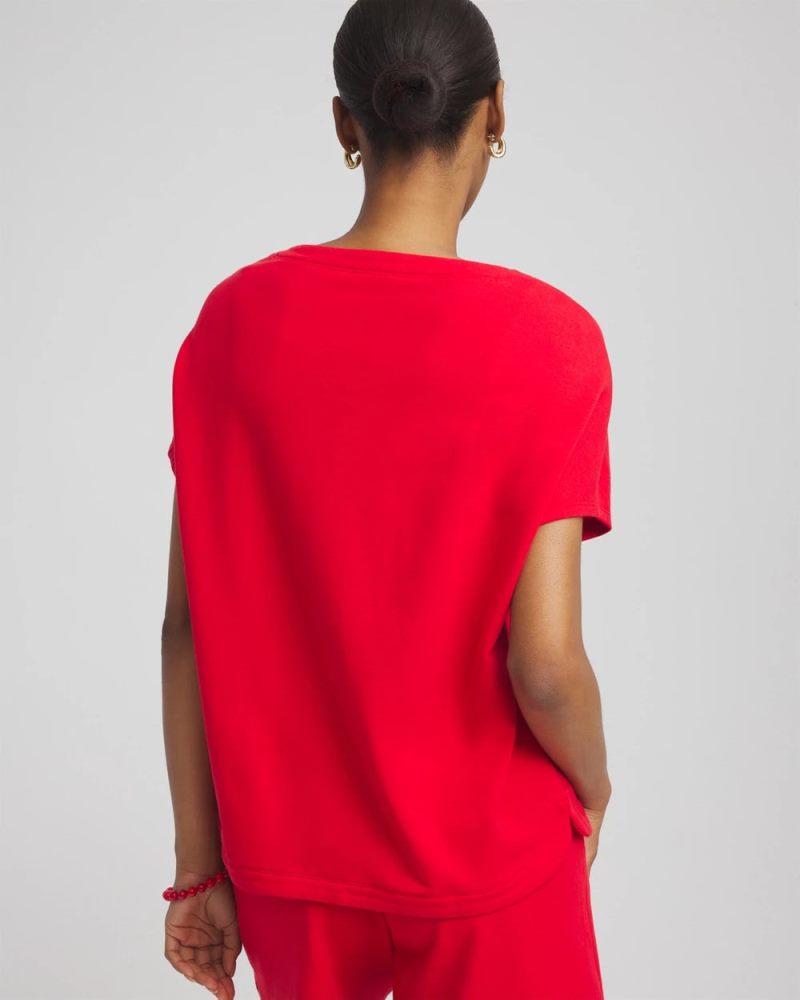 Chicos Zenergy® French Terry Pocket Shirt - RED GLOW