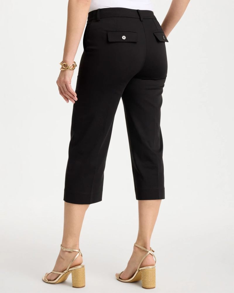 Chicos Emme Sateen Straight Capri Pants - BLACK
