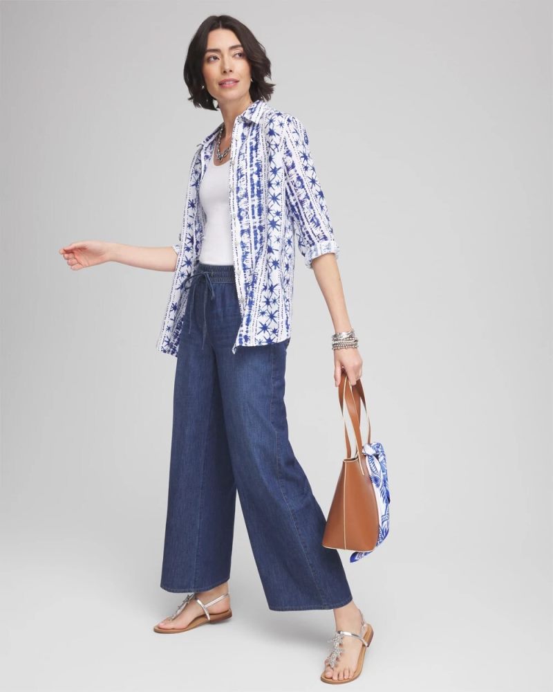 Chicos Lightweight Drawstring Ankle Jeans - SOLANA INDIGO