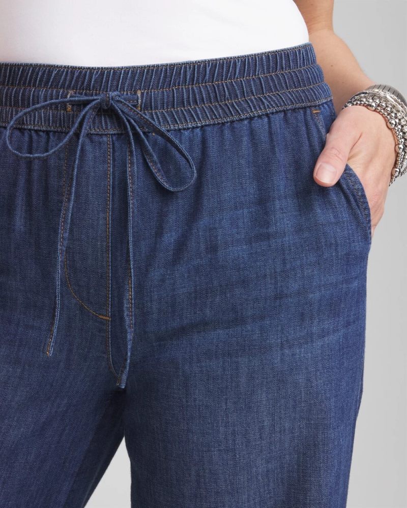 Chicos Lightweight Drawstring Ankle Jeans - SOLANA INDIGO