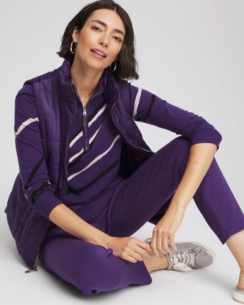 Chicos Zenergy® Luxe Morocco Half-Zip Pullover - PURPLE ELIXIR