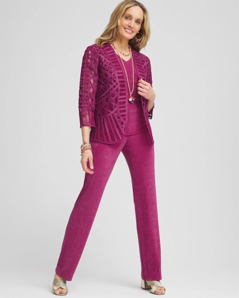 Chicos Travelers™ Collection Embroidered Lace Cutwork Jacket - PURPLE CLOVER
