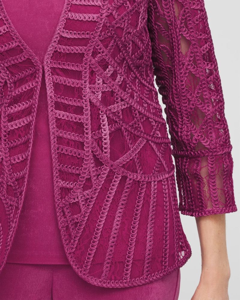 Chicos Travelers™ Collection Embroidered Lace Cutwork Jacket - PURPLE CLOVER