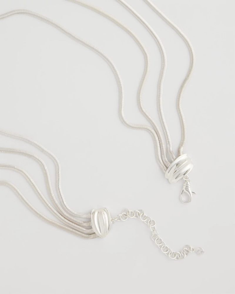 Chicos Multi-Layer Snake Chain Necklace - SILVER