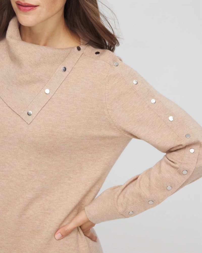 Chicos Zenergy® Luxe Envelope Neck Sweater - CHAMPAGNE FIZZ