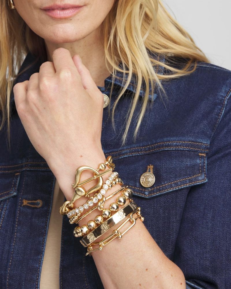Chicos Small Beaded Gold Tone Stretch Bracelet - GOLD