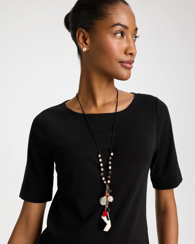 Chicos Corded Short Pendant Necklace - MULTI