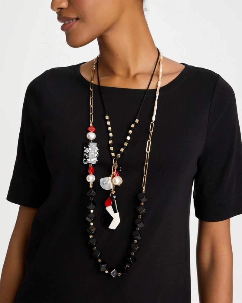 Chicos Corded Short Pendant Necklace - MULTI