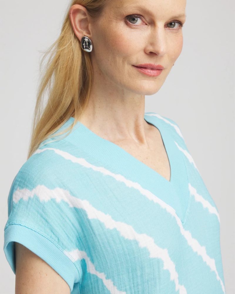 Chicos Zenergy® Tie-Dye Gauze Top - PARADISO BLUE