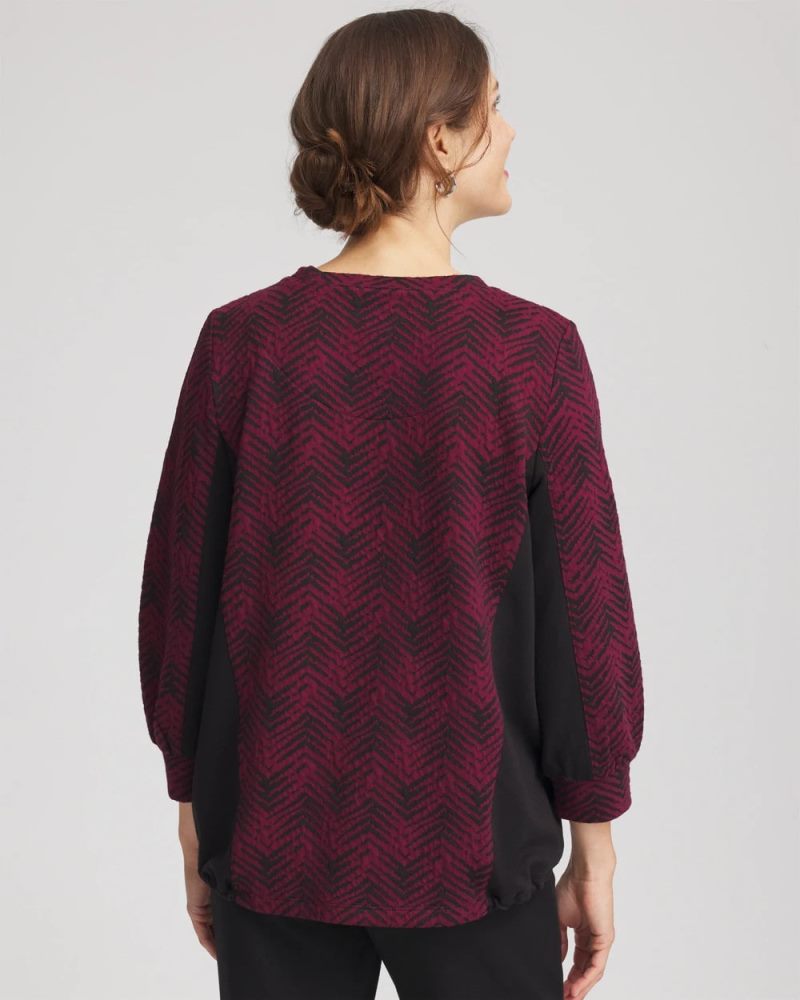 Chicos Zenergy® Jacquard Bungee Top - DEEP CHIANTI