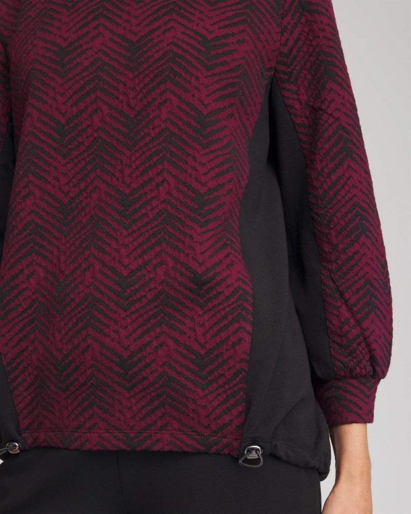 Chicos Zenergy® Jacquard Bungee Top - DEEP CHIANTI