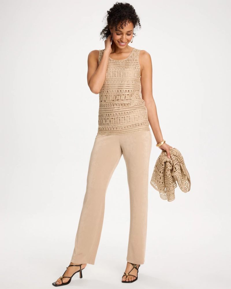 Chicos Travelers™ Metallic Crochet Sweater Tank - GOLD